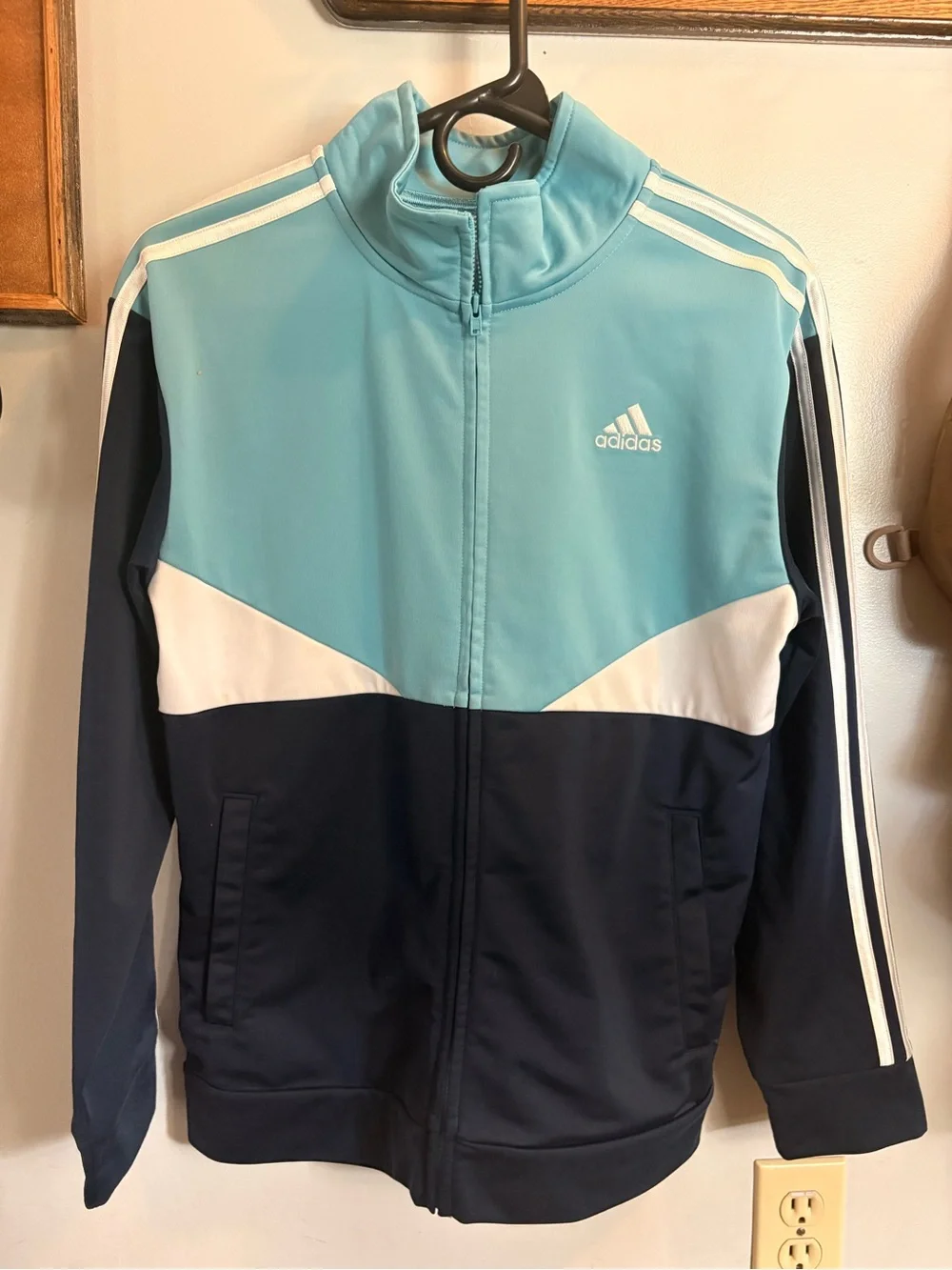 adidas Light Blue, Navy & White Full-Zip Track Jacket